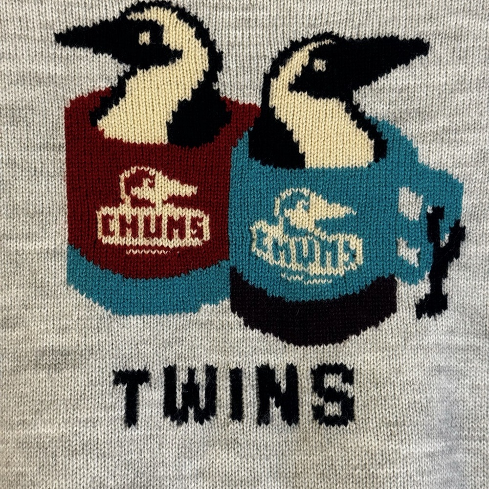 Women's Penguin Sweater - Gray, Red, Blue